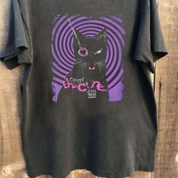 The Cure Band 90s Vintage Style Shirt, The Cure Graphic Black Cat T-Shirt - Picture 4 of 4
